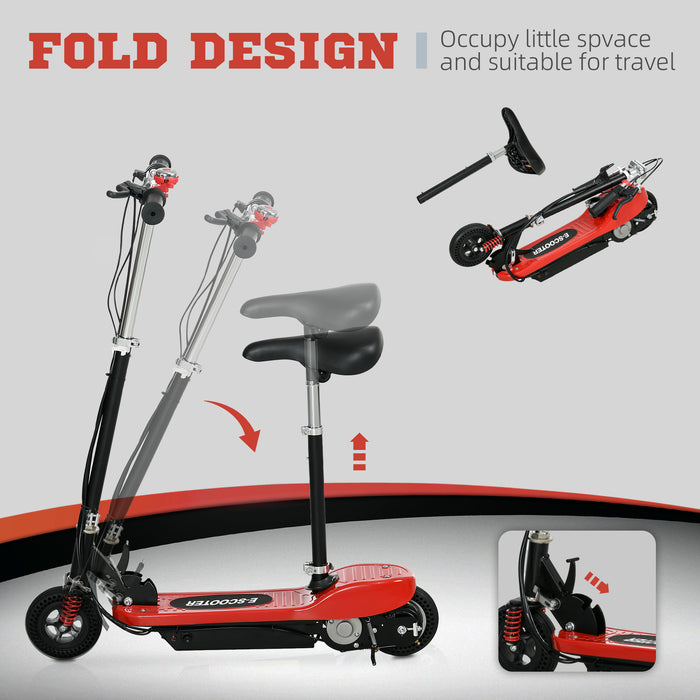 Folding Electric Scooter with Steel Frame & Warning Bell - Kid-Friendly E-Scooter, 15 km/h Top Speed, Red - Ideal for Ages 4 to 14