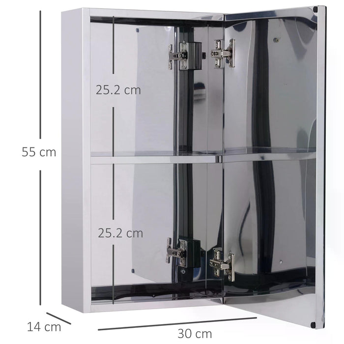 Stainless Steel Mirror Cabinet - Wall-mounted Bathroom Storage with 300mm Width - Space-Saving Solution for Toiletries and Essentials