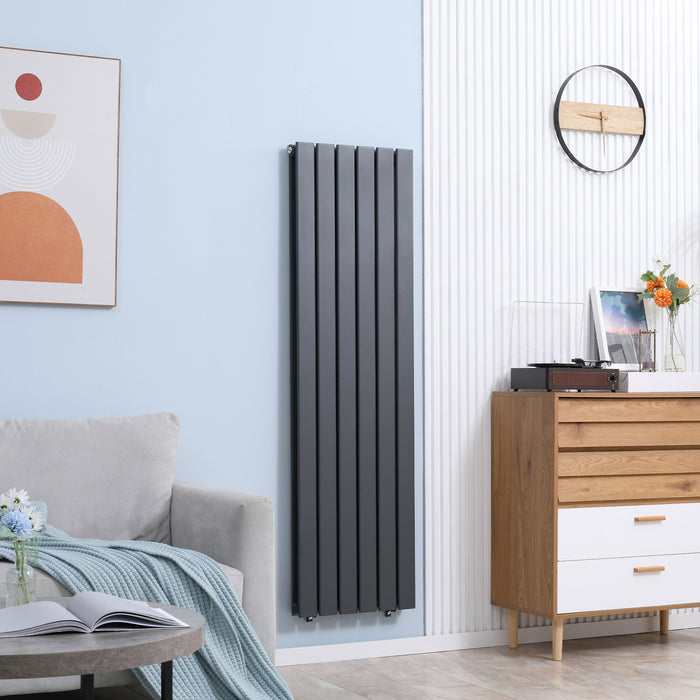 Space Heater 46x160cm - Water-Filled Quick Warm-Up Horizontal Designer Radiator - Ideal for Living Rooms, Studies, and Bathrooms in Grey