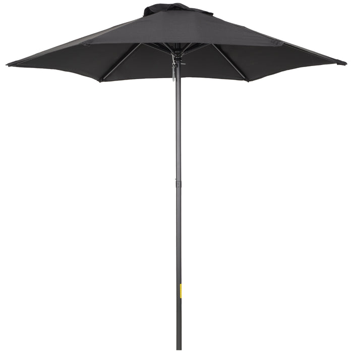 Parasols Umbrellas 2m - Patio Outdoor Sun Shade with Sturdy 6-Rib Structure, UV Protection - Ideal for Balcony, Bench, and Garden Use, in Elegant Black