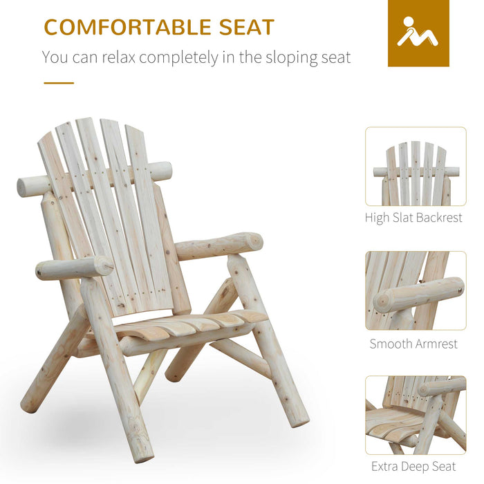 Fir Wood Adirondack Chair - Weather-Resistant Outdoor Patio & Deck Lounge Furniture - Ideal for Backyard Comfort and Relaxation