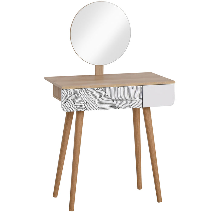 Elegant Oak Wooden Dressing Table with Adjustable Mirror - Bedroom Vanity Featuring Drawer for Storage - Ideal for Dressing Room Durability and Style