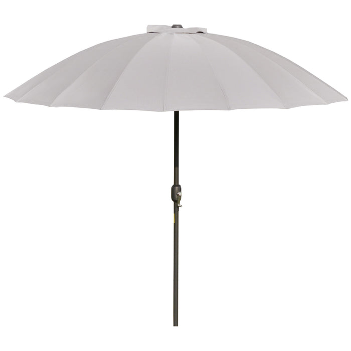 Adjustable 2.5m Garden Parasol - Outdoor Sun Shade Umbrella with Crank and Tilt Functionality, Light Grey - Perfect for Patio and Backyard Relaxation