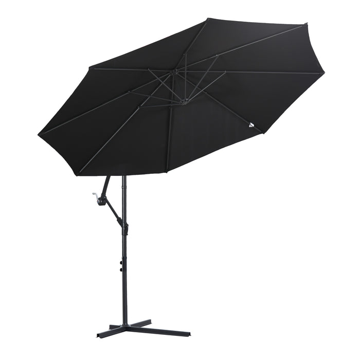 Cantilever Banana Parasol - 3M Steel Hanging Umbrella for Patios in Black - Ideal Shade Solution for Outdoor Comfort