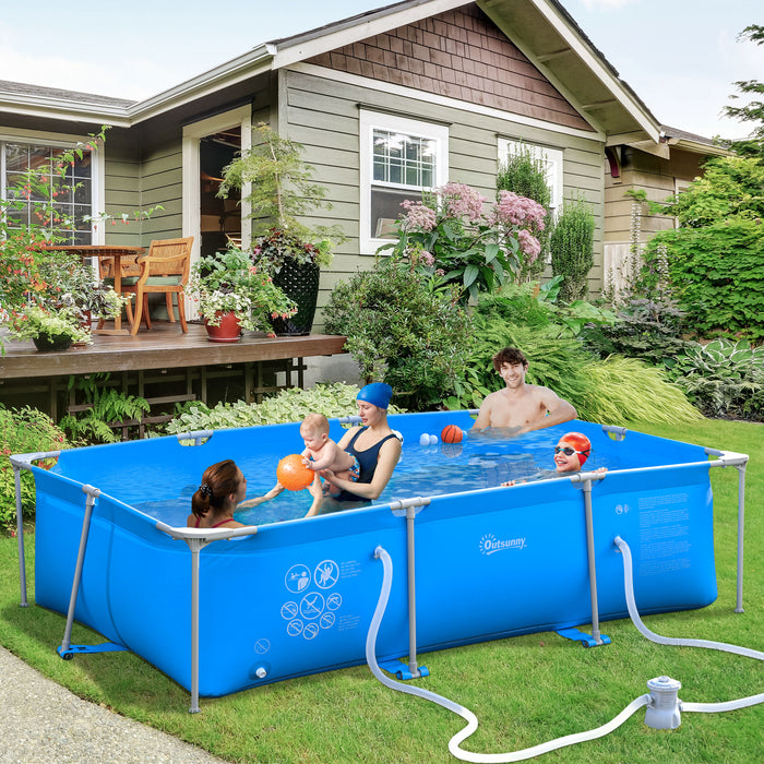 Outsunny Above Ground Pool - Rust-Resistant Frame Pool with Filter Pump & Reinforced Sidewalls - Family-Sized Outdoor Swimming Pool, Blue 315x225x75cm