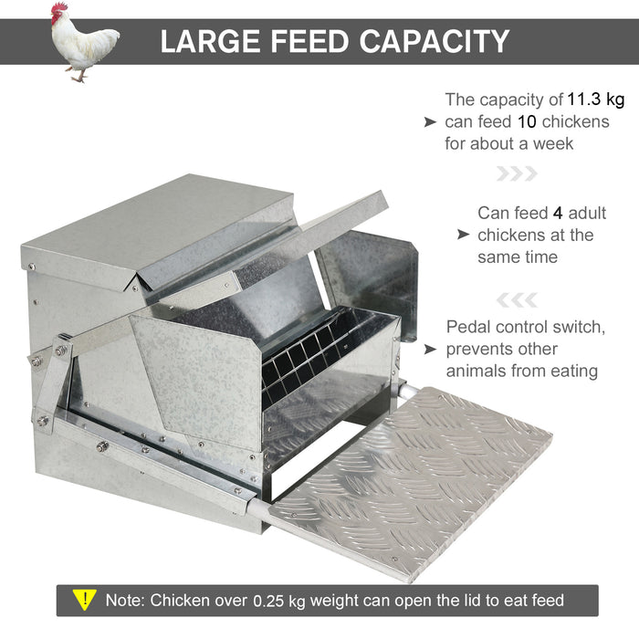 11.5kg Capacity Chicken Poultry Feeder - Durable Galvanized Steel & Aluminium, Automatic Dispensing - Weatherproof Solution for Outdoor Poultry Feeding