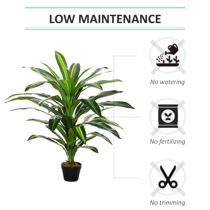 Artificial Dracaena Tree 110cm/3.6FT Faux - 40 Lush Leaves in a Nursery Pot, Ideal for Home & Office - Enhance Your Indoor/Outdoor Space with Tropical Elegance