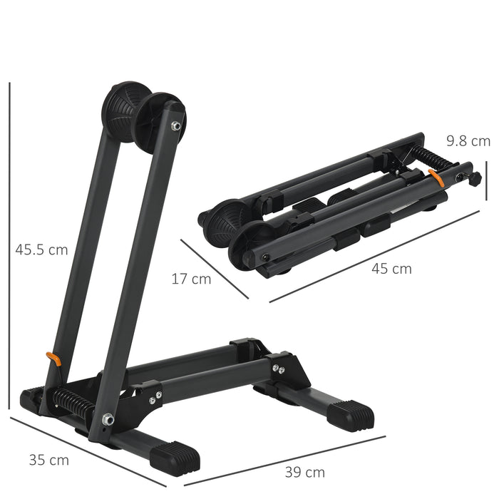 Foldable Metal Bike Rack with Nylon Finish - Accommodates up to 5.5cm Wide Wheels for Secure Parking Storage - Ideal for Urban Cyclists & Space-Saving Solutions