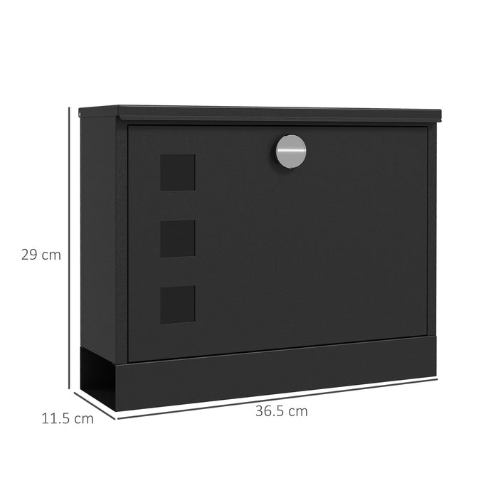 Weatherproof Wall Mounted Letterbox - Modern Mailbox with Viewing Windows and 2 Keys - Secure Postal Solution for Home and Office Use