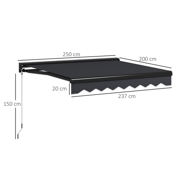 Electric Retractable Awning with LED - 2.5 x 2m Aluminium Frame, Sun Canopy for Outdoor Spaces - Ideal Shade Solution for Patio Doors and Windows