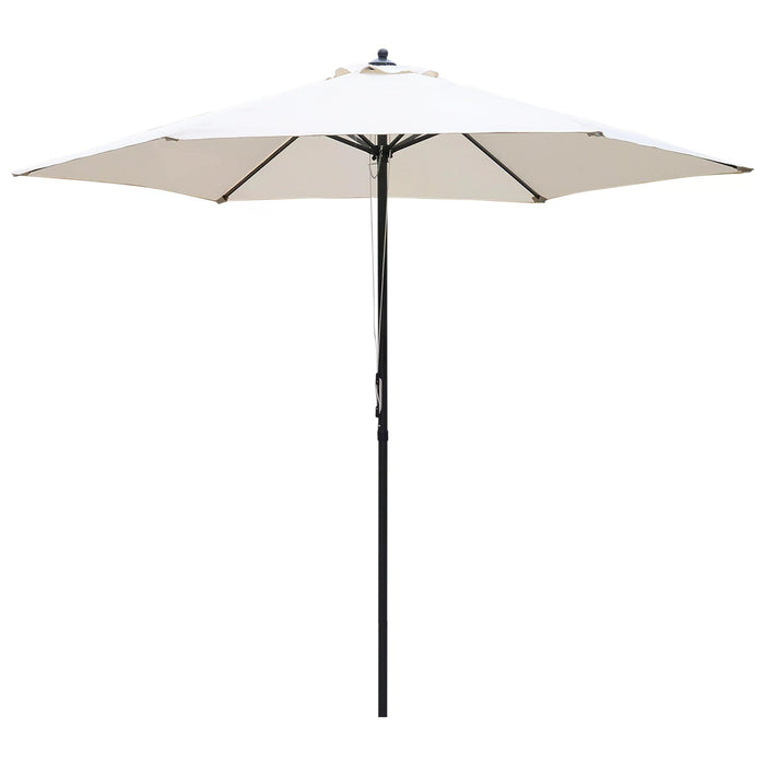 Round 2.8m Garden Parasol Umbrella with 6 Ribs - Manual Push Outdoor Market Table Sunshade - Ideal for Patio Use and Sun Protection in Off-White