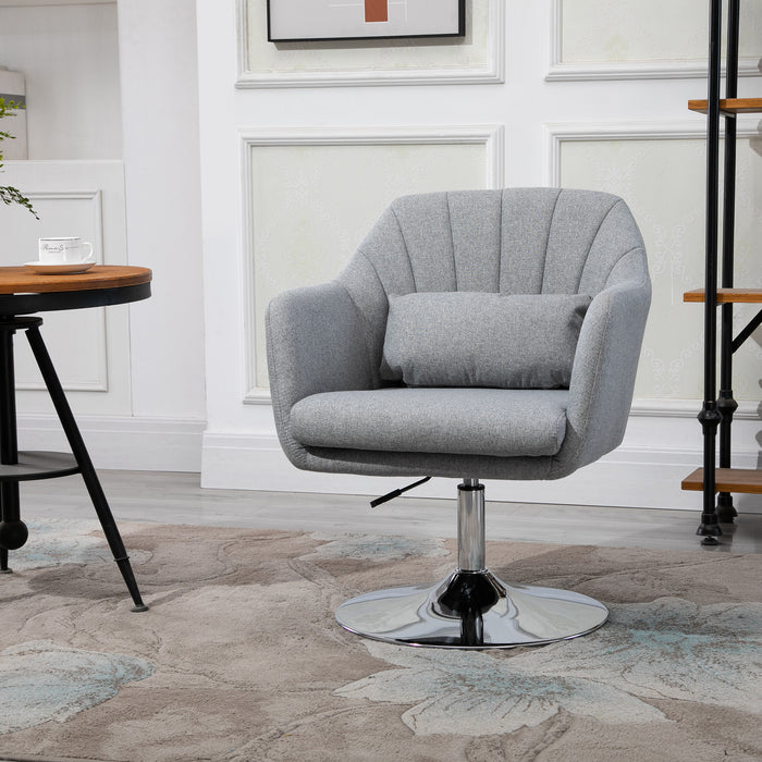 Contemporary Swivel Accent Chair - Adjustable Height Vanity Armchair with Thick Cushion & Lumbar Support - Perfect for Bedroom Comfort and Style