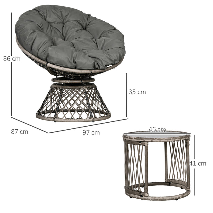 Rattan Garden Moon Chair Trio in Grey - Elegant 3-Piece Outdoor Seating - Perfect for Patio Relaxation