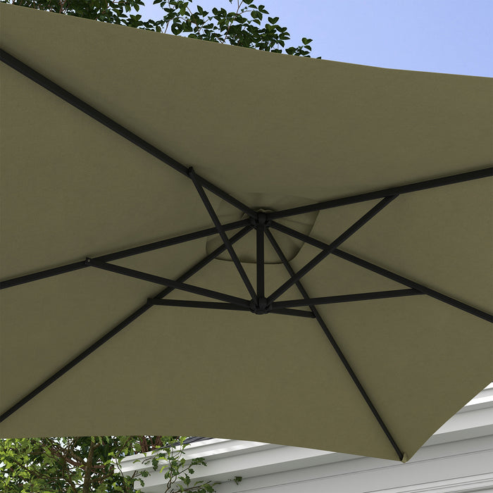 Cantilever Banana Parasol 3x2m with Cross Base - Rectangular Hanging Patio Umbrella with Crank Handle, 6-Rib Design - Stylish Shade Solution for Outdoor Comfort