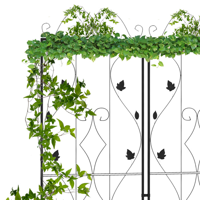 Garden Trellis Set - 2-Pack Metal Climbing Plant Support Frames with Leaf Design - Ideal for Vine Growth & Garden Decor