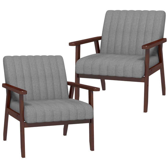 Accent Chair Duo - Upholstered Armchairs with Sturdy Wood Legs for Home Decor - Ideal for Living Room and Bedroom Comfort