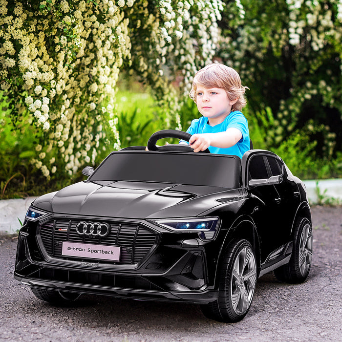 Audi E-tron 12V Licensed Ride-On Car - Dual Motor Battery Operated Kids Vehicle with Remote, Lights, Music, and Horn - Fun Electric Toy Car for Children