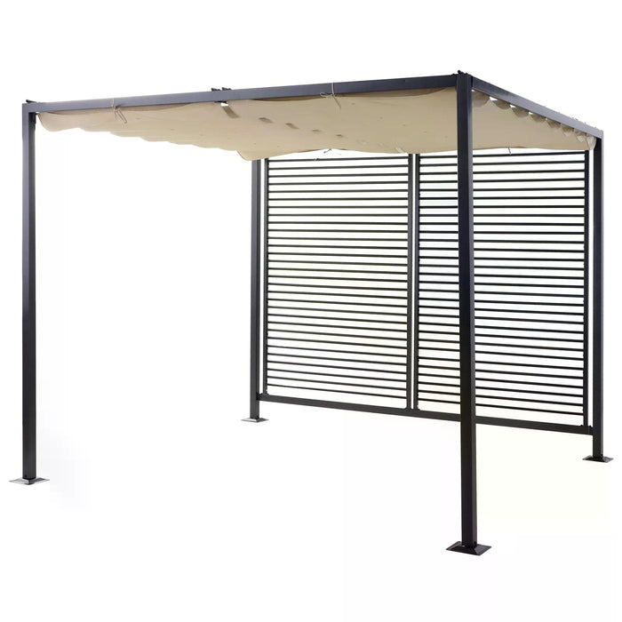 Retractable Garden Pergola with Metal Frame - Beige 2.8m x 3m Outdoor Shade Structure - Ideal for Patio and Backyard Comfort
