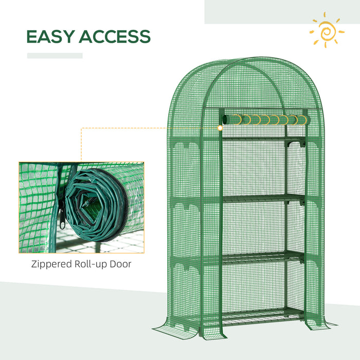 Mini Greenhouse - 80x49x160cm Portable Garden Enclosure with Storage Shelves, Roll-Up Zippered Entry, Metal Frame & PE Protection - Ideal for Outdoor Plant Keeping and Growth