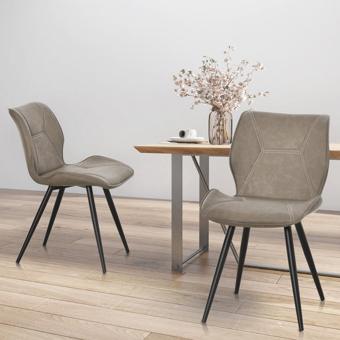 Contrast Stitched PU Leather Dining Chairs - Racing-Style Accent Seats with Steel Legs and Ergonomic Back Padding - Elegant Home Living Room Seating Solution