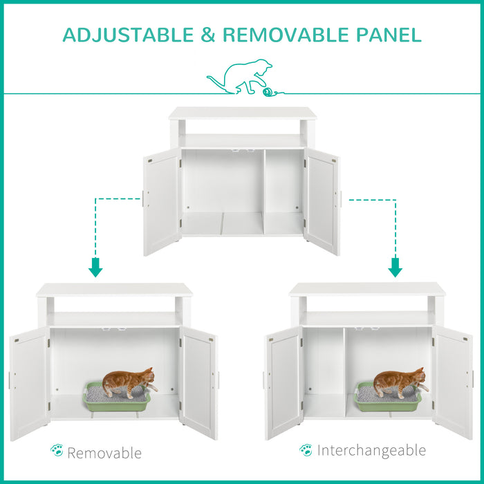 Wood Cat Litter Cabinet with Movable Divider - Versatile Litter Box Enclosure & Stylish Nightstand - Ideal for Cat Privacy and Home Décor Integration