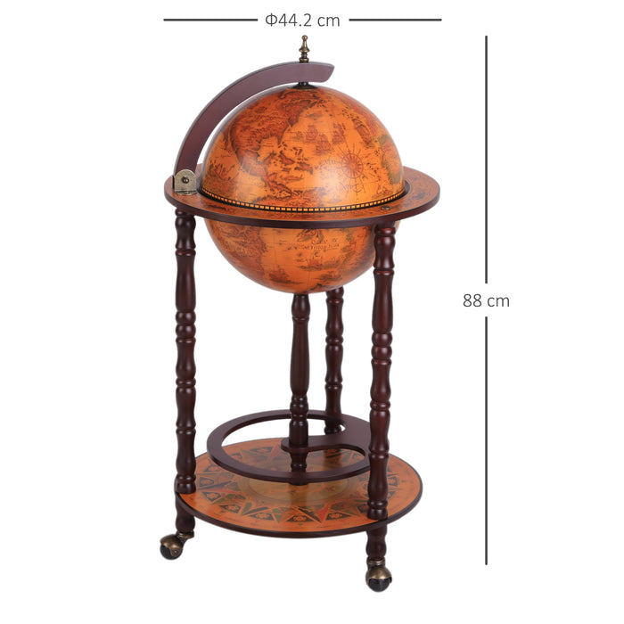 Retro Globe-Shaped Mini Bar - Movable Wine and Beverage Storage Trolley with Glass Bottle Holder - Ideal for Entertaining and Home Decor