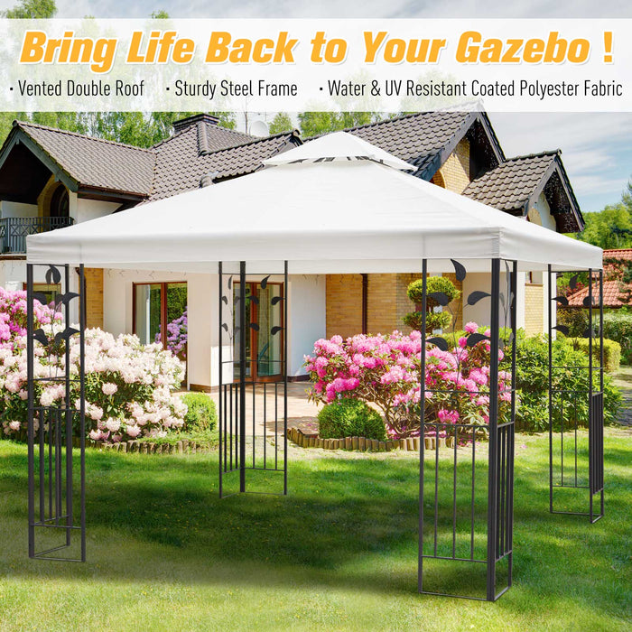 3x3m Steel Gazebo with Dual-Tier Ventilated Roof - Elegant Cream Patio Canopy Marquee for Outdoor Gatherings - Ideal Shelter for Garden Parties and Events