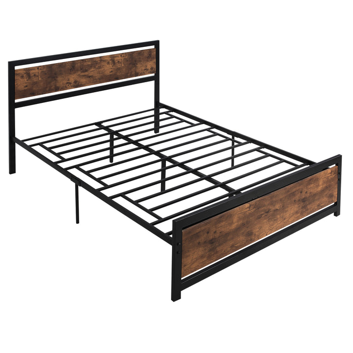 Strong Slat Support Twin-Size Metal Bed Frame - Includes Headboard & Footboard with Underbed Storage Space - Ideal for Full Bed, No Box Spring Required