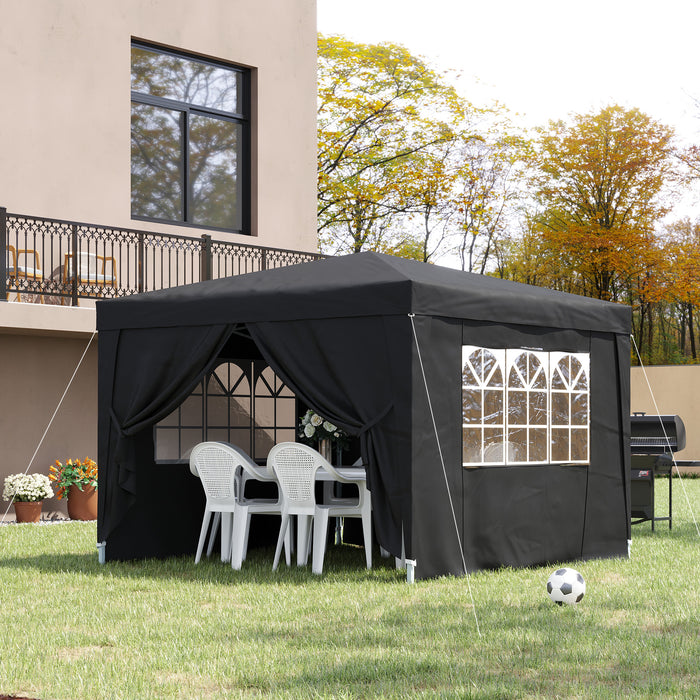 Pop-up Gazebo Marquee 3x3m - Water Resistant Black Event Shelter for Weddings & Parties - Includes Free Carry Bag for Easy Transport