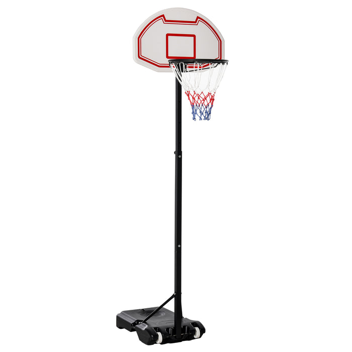 Portable Basketball Hoop System with Wheels - Adjustable Height, Weather-Resistant Net Stand in Black and White - Ideal for Outdoor Home Courts and Driveways