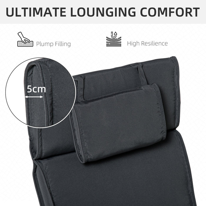 Sun Lounger Comfort Upgrade - Thick Cushioned Pad with Pillow for Outdoor Chairs - Ideal for Garden Relaxation and Reclining Comfort