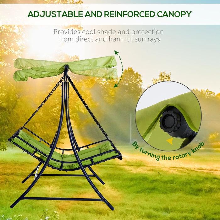 Outdoor Hanging Swing Chair - Durable Green Hammock Seat for Relaxation - Ideal for Garden, Patio, and Backyard Spaces