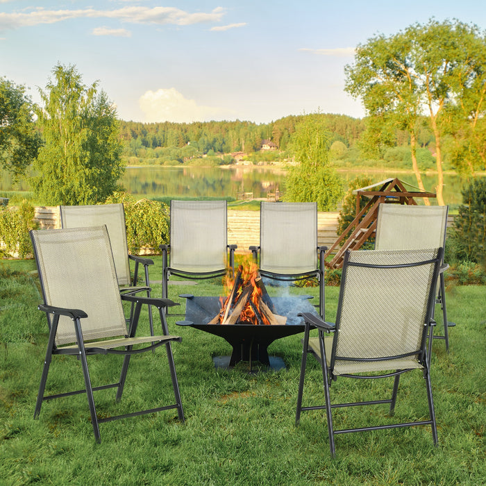 Set of 6 Folding Garden Chairs - Metal Frame with Breathable Mesh Seat for Outdoor Patio and Park Dining - Ideal for Backyard Entertaining and Relaxation