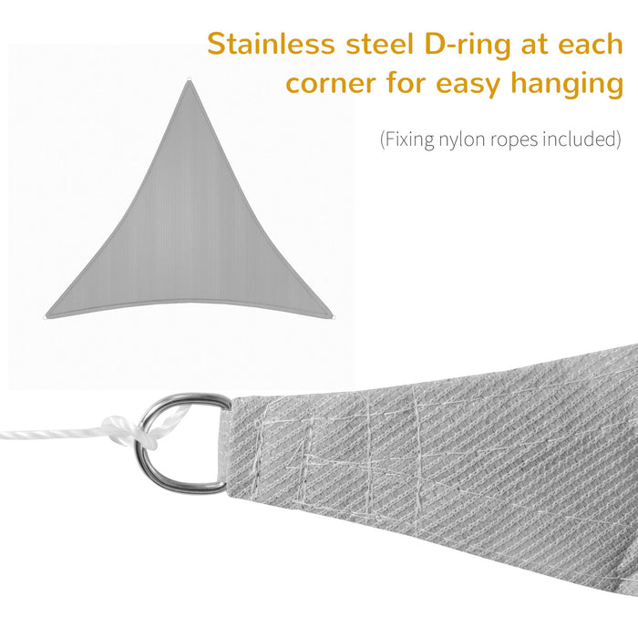 UV-Resistant Triangle Sun Shade Sail - 4x4m Canopy with Steel D-Rings and Ropes for Outdoor Patio - Grey, UV Blocking Garden Shelter