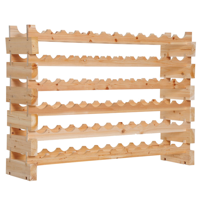 6-Tier Wooden Wine Rack - Holds 72 Bottles, Robust Shelving Storage Solution - Ideal for Wine Collectors and Home Bars