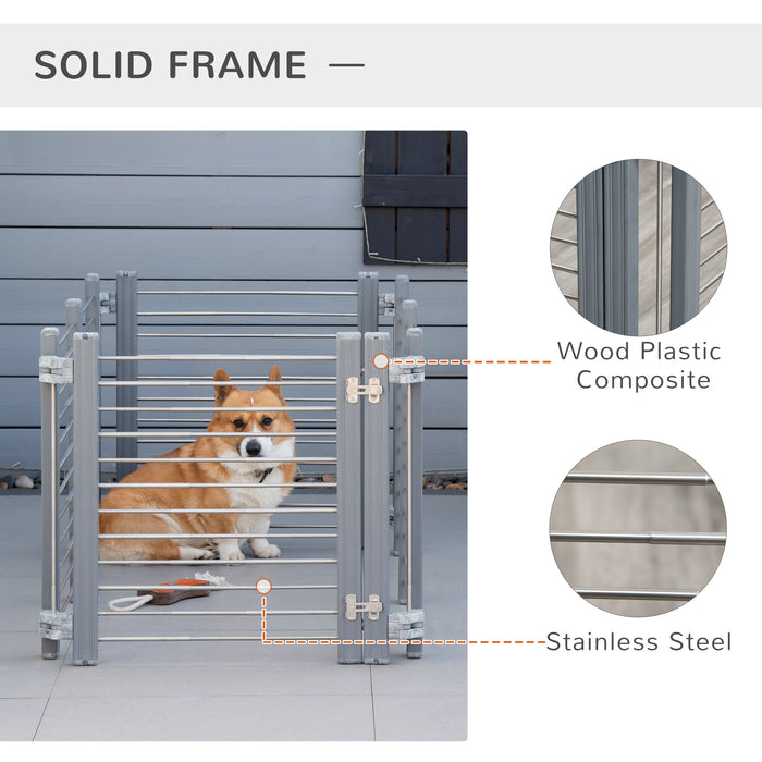 Adjustable Puppy Playpen with Gate Locks - Foldable Indoor/Outdoor Dog Enclosure, 64.5cm High in Grey - Ideal for Small Dogs and Safe Play Area