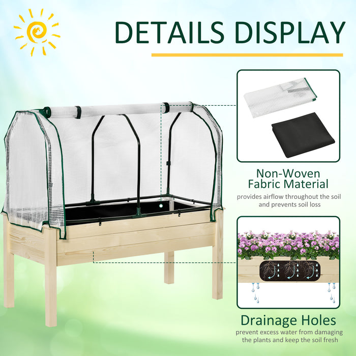 Elevated Wooden Planter Box with Greenhouse Cover - Raised Garden Bed for Herbs & Veggies, Perfect for Outdoor Spaces - Ideal for Patios, Backyards, and Balconies