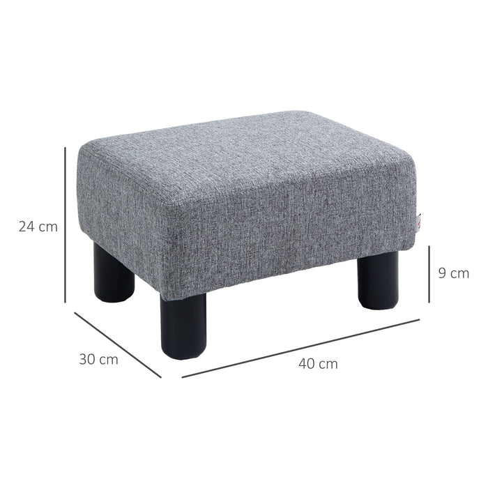 Linen Fabric Cube Ottoman - Durable Footstool with 4 Sturdy Plastic Legs - Space-Saving, Comfortable Seating for Living Room