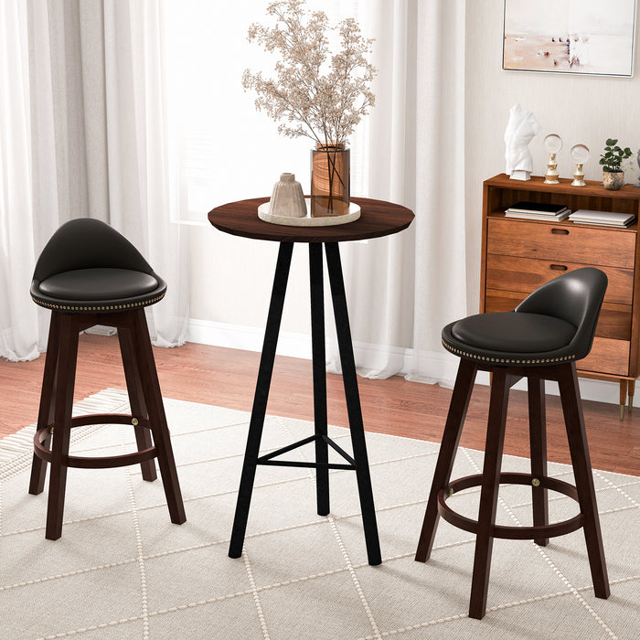 Set of 2 Swivel Bar Stools - Low Back Design with Durable Rubber Wood Legs in Black - Ideal for Home Bar or Kitchen Counter Seating Solution
