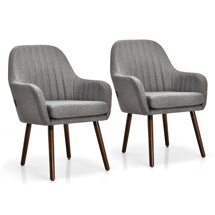 Leisure Chairs Set of 2 with Rubber Wood Legs - Beige Accent Seating - Ideal for Casual and Relaxed Spaces