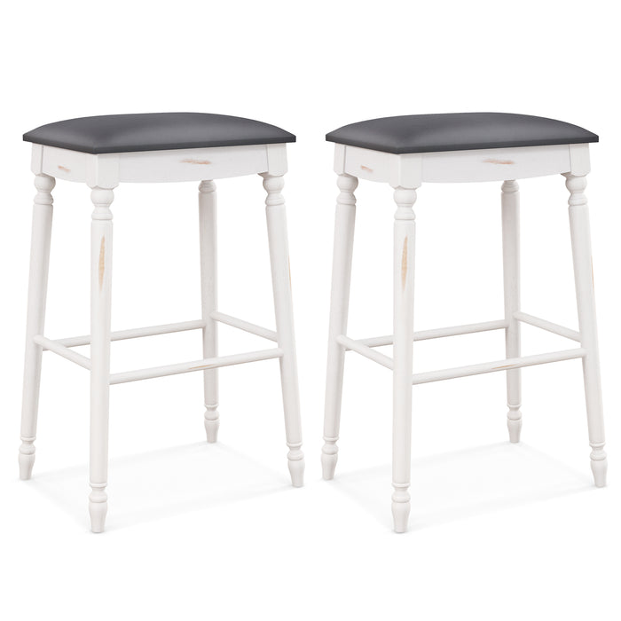 Upholstered Bar Stool Set of 2 - 61/74 cm Height Adjustable Seating - Ideal for Home Bar or Kitchen Countertops
