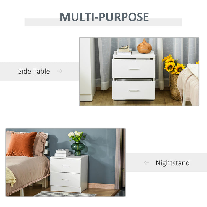 Modern 2-Drawer Bedside Table - Sleek Nightstand with Cabinet Style Storage - Ideal for Bedroom and Living Room Organization