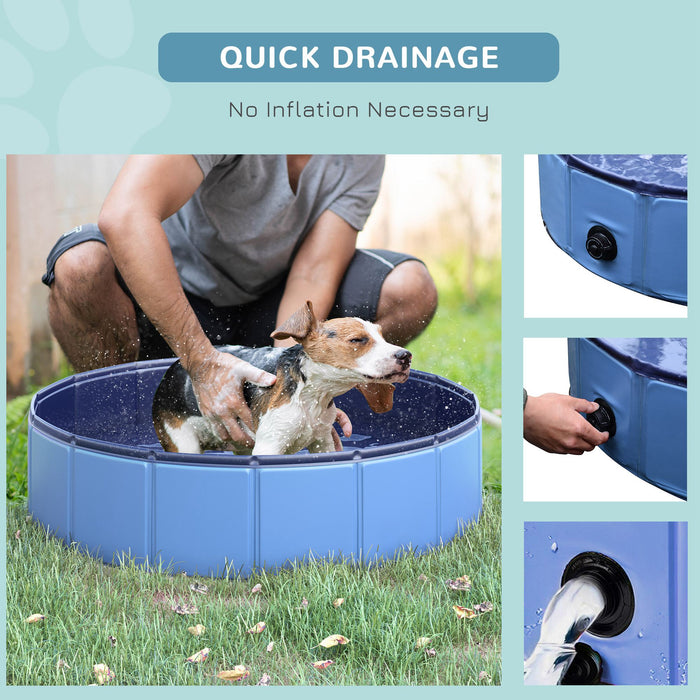 Foldable Pet Swimming Pool in Blue - 80 cm Diameter for Dogs & Cats - Portable Outdoor Bathing Tub for Pets