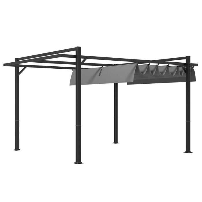 Retractable Pergola 3x4m with Aluminium Frame - Garden Gazebo Canopy for Grill & Patio Deck, Dark Grey - Ideal Outdoor Shelter for Entertainment & Relaxation