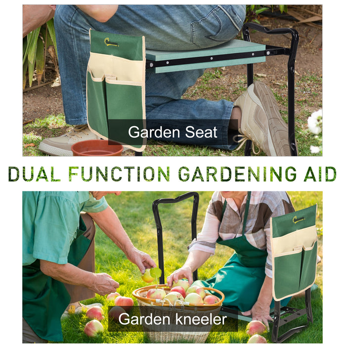 Foldable Garden Kneeler Seat with Steel Frame - Includes Foam Pad and Tool Bag Pouch for Outdoor Gardening - Sturdy Comfort and Versatility for Gardeners