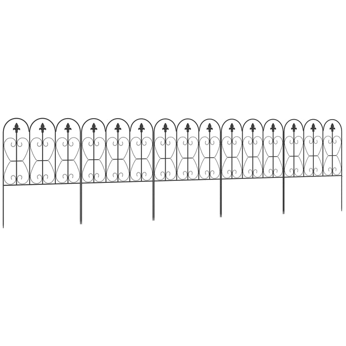 Outdoor Picket Fence Panels for Decorative Gardening - 5-Piece Set, Rustproof Metal Wire, Flower Bed Border & Landscape Edging - Ideal Animal Barrier for Enhanced Yard Aesthetics