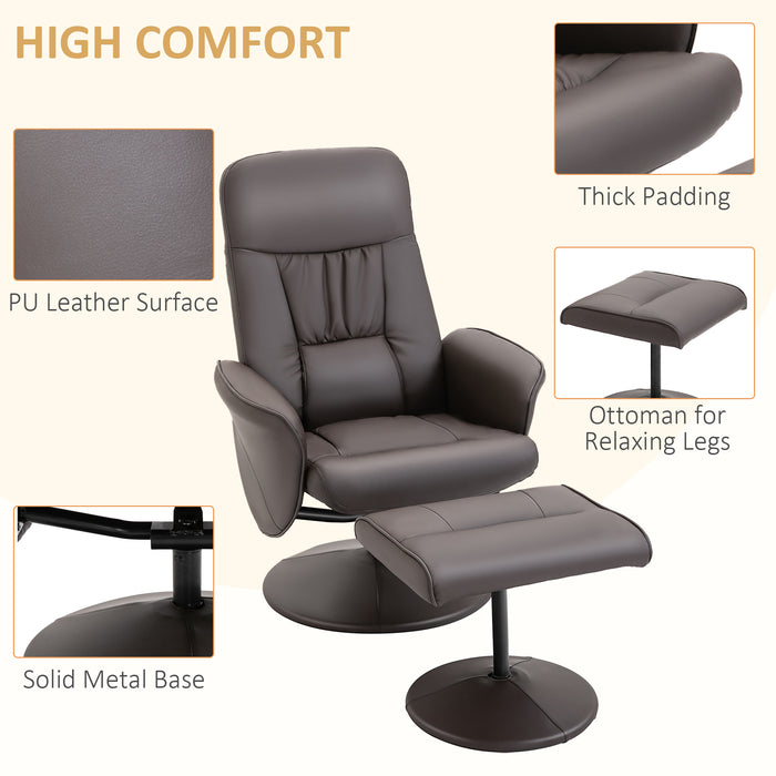 Luxurious Brown Executive Recliner Chair with High Back and Footstool - Comfortable Armchair Lounge Seat for Relaxation - Ideal for Office and Home Use