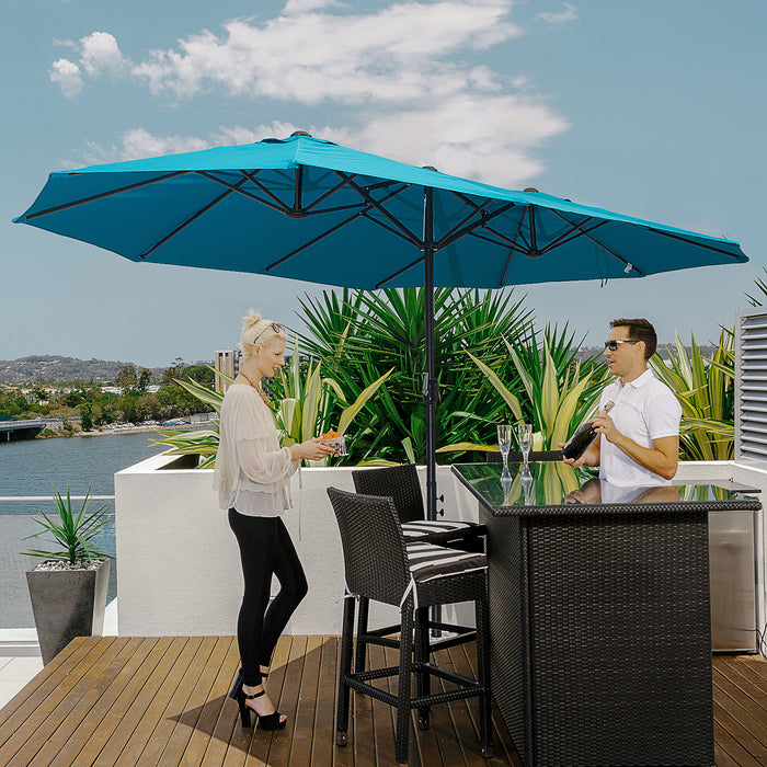 Double-Sided Patio Parasol Sun Umbrella, 4.6m - UV Protection and Adjustable Shade - Ideal for Outdoor Entertainment and Garden Relaxation