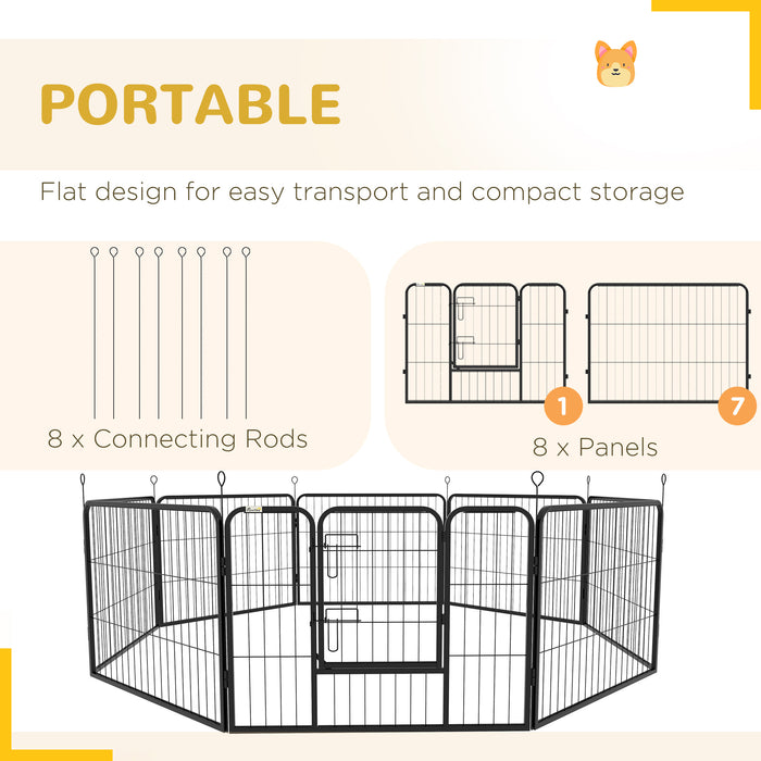 Heavy-Duty Steel Dog Playpen - 8-Panel Pet Enclosure for Puppies & Small Dogs - Secure Exercise and Play Area for Pets