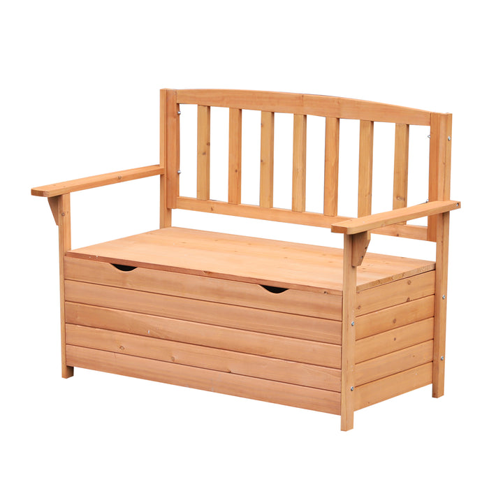 Outdoor All-Weather Garden Storage Bench - Patio Box with Solid Fir Wood Construction - Space-Saving Deck Seating Solution for Homeowners